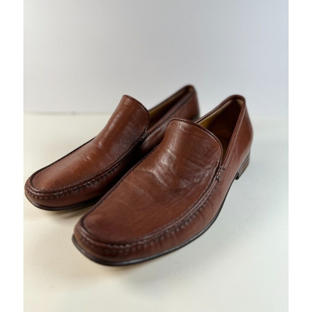 Firenze Mens Shoes Brown Leather Penny Loafer Slip On Classic EU 43.5 US 11